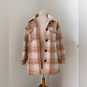 White and cream plaid coat